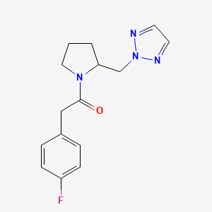 molecular formula C15H17FN4O B2473391 1-(2-((2H-1,2,3-triazol-2-yl)methyl)pyrrolidin-1-yl)-2-(4-fluorophenyl)ethan-1-one CAS No. 2194845-90-2