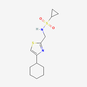 molecular formula C13H20N2O2S2 B2473393 N-((4-环己基噻唑-2-基)甲基)环丙烷磺酰胺 CAS No. 2034541-77-8