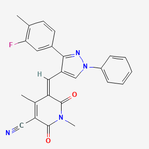 (5Z)-5-{[3-(3-fluoro-4-methylphenyl)-1-phenyl-1H-pyrazol-4-yl]methylidene}-1,4-dimethyl-2,6-dioxo-1,2,5,6-tetrahydropyridine-3-carbonitrile