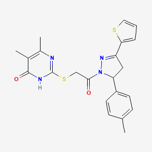 5,6-dimethyl-2-((2-oxo-2-(3-(thiophen-2-yl)-5-(p-tolyl)-4,5-dihydro-1H-pyrazol-1-yl)ethyl)thio)pyrimidin-4(3H)-one