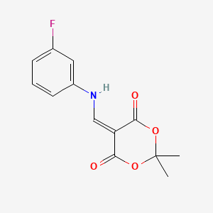 molecular formula C13H12FNO4 B2473412 5-{[(3-Fluorophenyl)amino]methylidene}-2,2-dimethyl-1,3-dioxane-4,6-dione CAS No. 25063-54-1