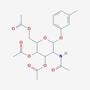 molecular formula C21H27NO9 B2473419 [3,4-Bis(acetyloxy)-5-acetamido-6-(3-methylphenoxy)oxan-2-yl]methyl acetate CAS No. 1094812-65-3