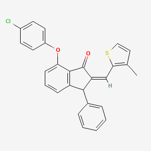 molecular formula C27H19ClO2S B2473424 7-(4-Chlorophenoxy)-2-[(3-methyl-2-thienyl)methylene]-3-phenyl-1-indanone CAS No. 337921-32-1