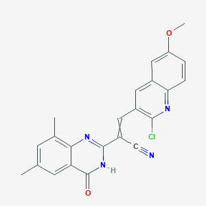 molecular formula C23H17ClN4O2 B2473431 3-(2-Chloro-6-methoxyquinolin-3-yl)-2-(6,8-dimethyl-4-oxo-3,4-dihydroquinazolin-2-yl)prop-2-enenitrile CAS No. 380391-82-2