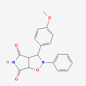 molecular formula C18H16N2O4 B2473432 3-(4-Methoxy-phenyl)-2-phenyl-tetrahydro-pyrrolo[3,4-d]isoxazole-4,6-dione CAS No. 1005262-43-0