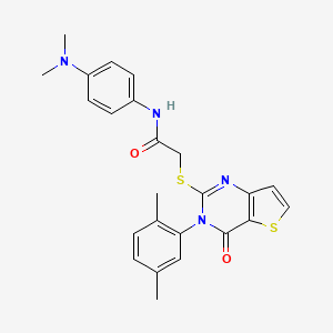 molecular formula C24H24N4O2S2 B2473434 N-[4-(二甲氨基)苯基]-2-{[3-(2,5-二甲苯基)-4-氧代-3,4-二氢噻吩并[3,2-d]嘧啶-2-基]硫代}乙酰胺 CAS No. 1291848-15-1