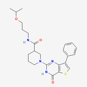molecular formula C24H30N4O3S B2473436 N-(3-异丙氧基丙基)-1-(4-氧代-7-苯基-3,4-二氢噻吩并[3,2-d]嘧啶-2-基)哌啶-3-甲酰胺 CAS No. 1242958-62-8