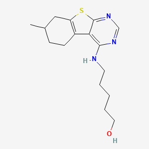 molecular formula C16H23N3OS B2473446 5-[(7-Methyl-5,6,7,8-tetrahydro-[1]benzothiolo[2,3-d]pyrimidin-4-yl)amino]pentan-1-ol CAS No. 449192-60-3