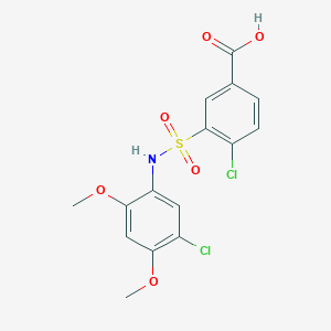 molecular formula C15H13Cl2NO6S B2473447 4-氯-3-[(5-氯-2,4-二甲氧苯基)磺酰基]苯甲酸 CAS No. 379729-79-0