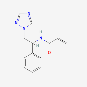 molecular formula C13H14N4O B2473448 N-[1-phenyl-2-(1H-1,2,4-triazol-1-yl)ethyl]prop-2-enamide CAS No. 2094926-90-4