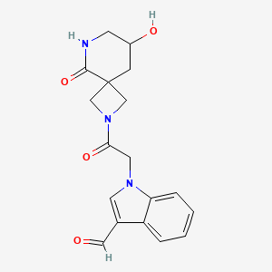 molecular formula C18H19N3O4 B2473454 1-[2-(8-Hydroxy-5-oxo-2,6-diazaspiro[3.5]nonan-2-yl)-2-oxoethyl]indole-3-carbaldehyde CAS No. 2224350-31-4