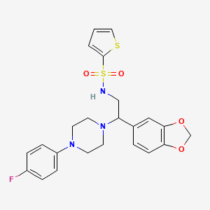 molecular formula C23H24FN3O4S2 B2473456 N-(2-(苯并[d][1,3]二氧杂环-5-基)-2-(4-(4-氟苯基)哌嗪-1-基)乙基)噻吩-2-磺酰胺 CAS No. 896263-70-0
