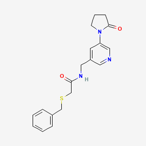 molecular formula C19H21N3O2S B2473459 2-(苄基硫代)-N-[{[5-(2-氧代吡咯烷-1-基)吡啶-3-基]甲基}乙酰胺 CAS No. 2097922-48-8