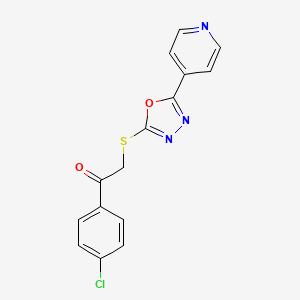 molecular formula C15H10ClN3O2S B2473464 1-(4-Chlorophenyl)-2-{[5-(4-pyridinyl)-1,3,4-oxadiazol-2-yl]sulfanyl}-1-ethanone CAS No. 302552-42-7