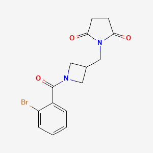 molecular formula C15H15BrN2O3 B2473465 1-{[1-(2-Bromobenzoyl)azetidin-3-yl]methyl}pyrrolidine-2,5-dione CAS No. 2097913-15-8