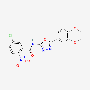 molecular formula C17H11ClN4O6 B2473469 5-chloro-N-[5-(2,3-dihydro-1,4-benzodioxin-6-yl)-1,3,4-oxadiazol-2-yl]-2-nitrobenzamide CAS No. 887874-35-3