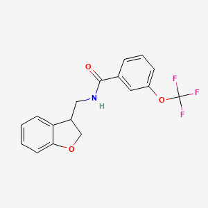 molecular formula C17H14F3NO3 B2473470 N-((2,3-dihydrobenzofuran-3-yl)methyl)-3-(trifluoromethoxy)benzamide CAS No. 2309774-66-9