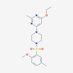 molecular formula C19H26N4O4S B2473476 4-乙氧基-6-(4-((2-甲氧基-5-甲基苯基)磺酰基)哌嗪-1-基)-2-甲基嘧啶 CAS No. 1021119-42-5