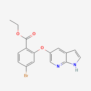 molecular formula C16H13BrN2O3 B2473479 4-溴-2-{1H-吡咯并[2,3-b]吡啶-5-氧基}苯甲酸乙酯 CAS No. 1630101-74-4