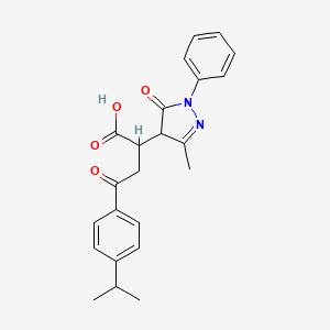 molecular formula C23H24N2O4 B2473482 2-(3-methyl-5-oxo-1-phenyl-4H-pyrazol-4-yl)-4-oxo-4-(4-propan-2-ylphenyl)butanoic Acid CAS No. 937605-14-6