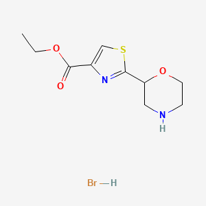 molecular formula C10H15BrN2O3S B2473485 Ethyl 2-morpholin-2-yl-1,3-thiazole-4-carboxylate;hydrobromide CAS No. 2411276-13-4