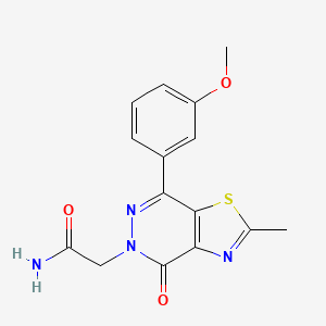 molecular formula C15H14N4O3S B2473488 2-(7-(3-methoxyphenyl)-2-methyl-4-oxothiazolo[4,5-d]pyridazin-5(4H)-yl)acetamide CAS No. 941898-35-7