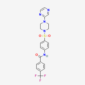 molecular formula C22H20F3N5O3S B2473499 N-(4-((4-(pyrazin-2-yl)piperazin-1-yl)sulfonyl)phenyl)-4-(trifluoromethyl)benzamide CAS No. 1021024-77-0