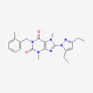 molecular formula C22H26N6O2 B2473501 8-(3,5-diethyl-1H-pyrazol-1-yl)-3,7-dimethyl-1-(2-methylbenzyl)-1H-purine-2,6(3H,7H)-dione CAS No. 1014012-26-0