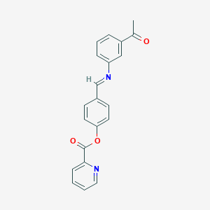molecular formula C21H16N2O3 B2473502 (E)-4-(((3-acetylphenyl)imino)methyl)phenyl picolinate CAS No. 405905-14-8