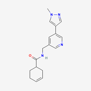 molecular formula C17H20N4O B2473509 N-((5-(1-甲基-1H-吡唑-4-基)吡啶-3-基)甲基)环己-3-烯甲酰胺 CAS No. 2034382-64-2