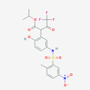 molecular formula C20H19F3N2O8S B2473511 Isopropyl 4,4,4-trifluoro-2-(2-hydroxy-5-(2-methyl-5-nitrophenylsulfonamido)phenyl)-3-oxobutanoate CAS No. 670266-84-9