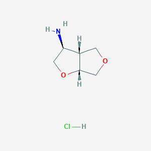 molecular formula C6H12ClNO2 B2473513 (3S,3Ar,6aR)-2,3,3a,4,6,6a-hexahydrofuro[3,4-b]furan-3-amine;hydrochloride CAS No. 2287236-65-9