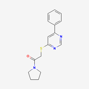 molecular formula C16H17N3OS B2473516 2-((6-Phenylpyrimidin-4-yl)thio)-1-(pyrrolidin-1-yl)ethanone CAS No. 1203273-99-7