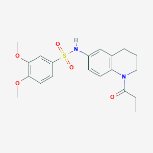 molecular formula C20H24N2O5S B2473519 3,4-dimethoxy-N-(1-propionyl-1,2,3,4-tetrahydroquinolin-6-yl)benzenesulfonamide CAS No. 954024-36-3