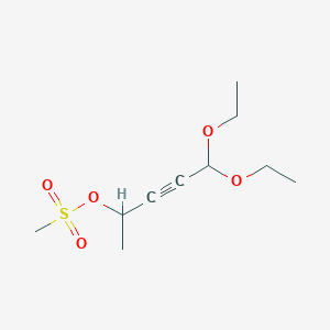 molecular formula C10H18O5S B2473520 5,5-Diethoxypent-3-yn-2-yl methanesulfonate CAS No. 2413875-69-9