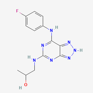 molecular formula C13H14FN7O B2473521 1-((7-((4-fluorophenyl)amino)-3H-[1,2,3]triazolo[4,5-d]pyrimidin-5-yl)amino)propan-2-ol CAS No. 1334369-62-8