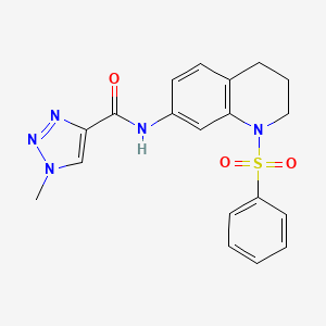 molecular formula C19H19N5O3S B2473522 1-methyl-N-(1-(phenylsulfonyl)-1,2,3,4-tetrahydroquinolin-7-yl)-1H-1,2,3-triazole-4-carboxamide CAS No. 1448053-56-2