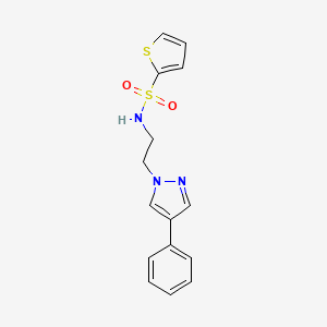molecular formula C15H15N3O2S2 B2473524 N-(2-(4-苯基-1H-吡唑-1-基)乙基)噻吩-2-磺酰胺 CAS No. 2034292-11-8
