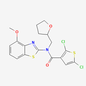 molecular formula C18H16Cl2N2O3S2 B2473527 2,5-二氯-N-(4-甲氧基苯并[d]噻唑-2-基)-N-((四氢呋喃-2-基)甲基)噻吩-3-甲酰胺 CAS No. 920179-14-2