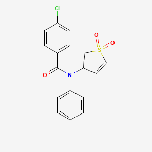 molecular formula C18H16ClNO3S B2473533 4-chloro-N-(1,1-dioxido-2,3-dihydro-3-thienyl)-N-(4-methylphenyl)benzamide CAS No. 301676-12-0