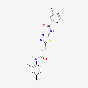 molecular formula C20H20N4O2S2 B2473547 N-[5-[2-(2,4-dimethylanilino)-2-oxoethyl]sulfanyl-1,3,4-thiadiazol-2-yl]-3-methylbenzamide CAS No. 392295-64-6