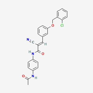 molecular formula C25H20ClN3O3 B2473552 (E)-N-(4-acetamidophenyl)-3-[3-[(2-chlorophenyl)methoxy]phenyl]-2-cyanoprop-2-enamide CAS No. 380476-39-1