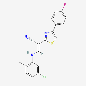 molecular formula C19H13ClFN3S B2473557 (E)-3-((5-chloro-2-methylphenyl)amino)-2-(4-(4-fluorophenyl)thiazol-2-yl)acrylonitrile CAS No. 683257-81-0