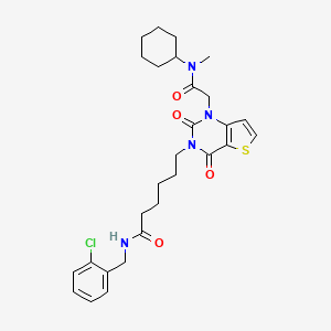 molecular formula C28H35ClN4O4S B2473562 N-(2-氯苄基)-6-(1-(2-(环己基(甲基)氨基)-2-氧代乙基)-2,4-二氧代-1,2-二氢噻吩并[3,2-d]嘧啶-3(4H)-基)己酰胺 CAS No. 866013-67-4