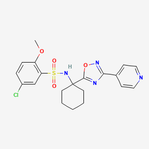 molecular formula C20H21ClN4O4S B2473565 5-chloro-2-methoxy-N-(1-(3-(pyridin-4-yl)-1,2,4-oxadiazol-5-yl)cyclohexyl)benzenesulfonamide CAS No. 1396876-61-1