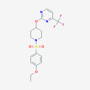molecular formula C18H20F3N3O4S B2473566 2-[1-(4-Ethoxyphenyl)sulfonylpiperidin-4-yl]oxy-4-(trifluoromethyl)pyrimidine CAS No. 2380191-80-8