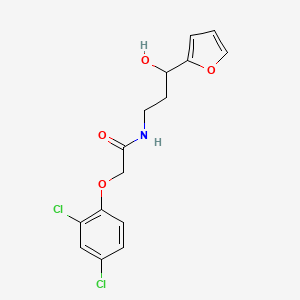 molecular formula C15H15Cl2NO4 B2473568 2-(2,4-dichlorophenoxy)-N-(3-(furan-2-yl)-3-hydroxypropyl)acetamide CAS No. 1421441-22-6