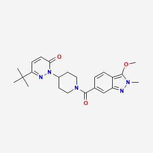 molecular formula C23H29N5O3 B2473580 6-Tert-butyl-2-[1-(3-methoxy-2-methylindazole-6-carbonyl)piperidin-4-yl]pyridazin-3-one CAS No. 2379994-50-8