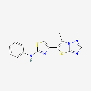 molecular formula C14H11N5S2 B2473584 N-[4-(6-methyl[1,3]thiazolo[3,2-b][1,2,4]triazol-5-yl)-1,3-thiazol-2-yl]-N-phenylamine CAS No. 187596-99-2