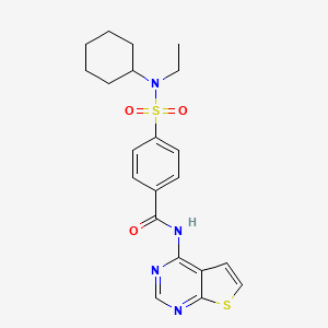 molecular formula C21H24N4O3S2 B2473586 4-(N-环己基-N-乙基氨磺酰基)-N-(噻吩并[2,3-d]嘧啶-4-基)苯甲酰胺 CAS No. 919860-02-9